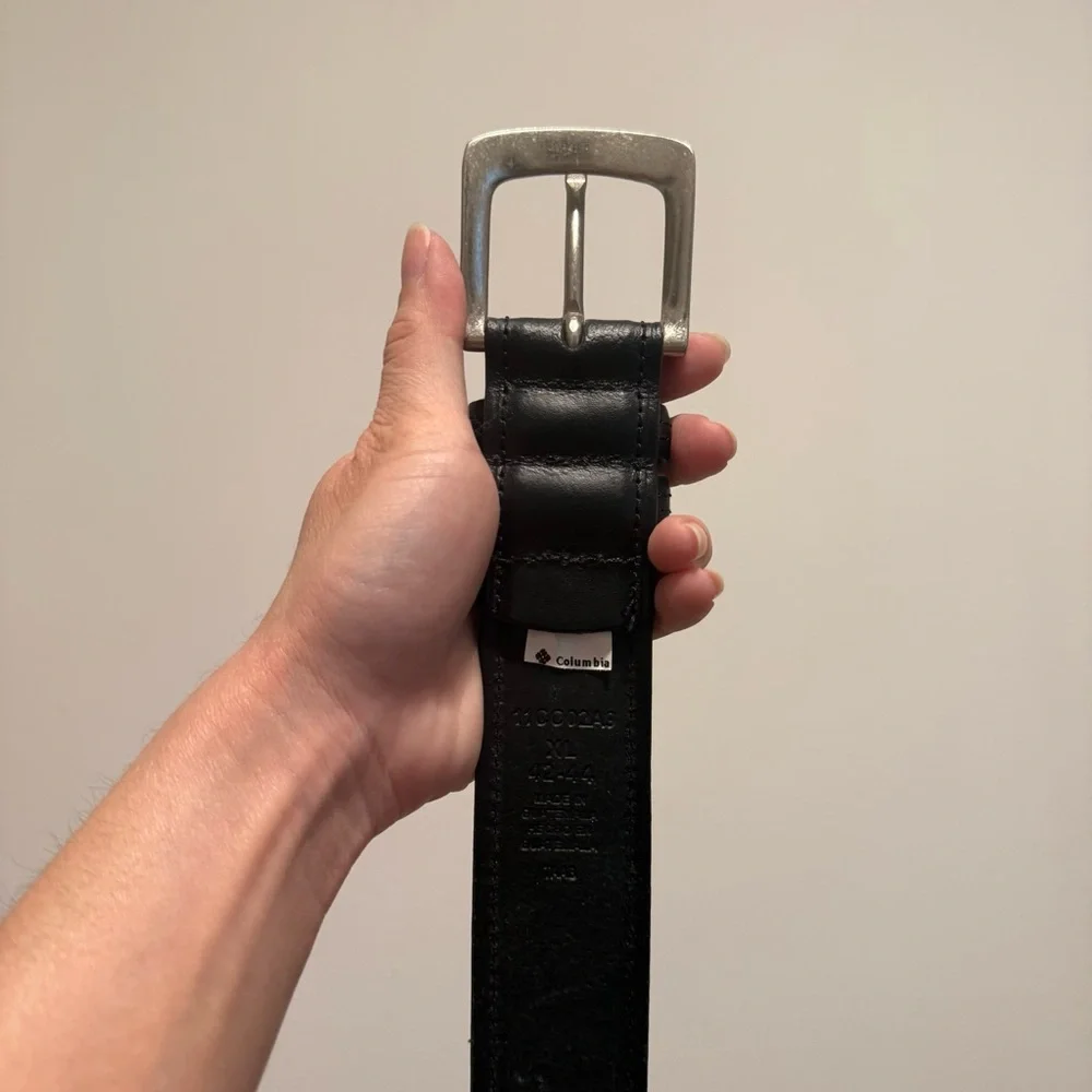 Columbia Mens Black Belt Silver-Toned Buckle Size XL Business Casual